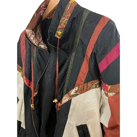 Vintage 90s RE Sport River Edge Bomber Jacket M Nylon Geometric Colorblock Retro - Picture 11 of 16